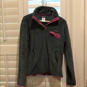 Grey and Pink Patagonia Pullover